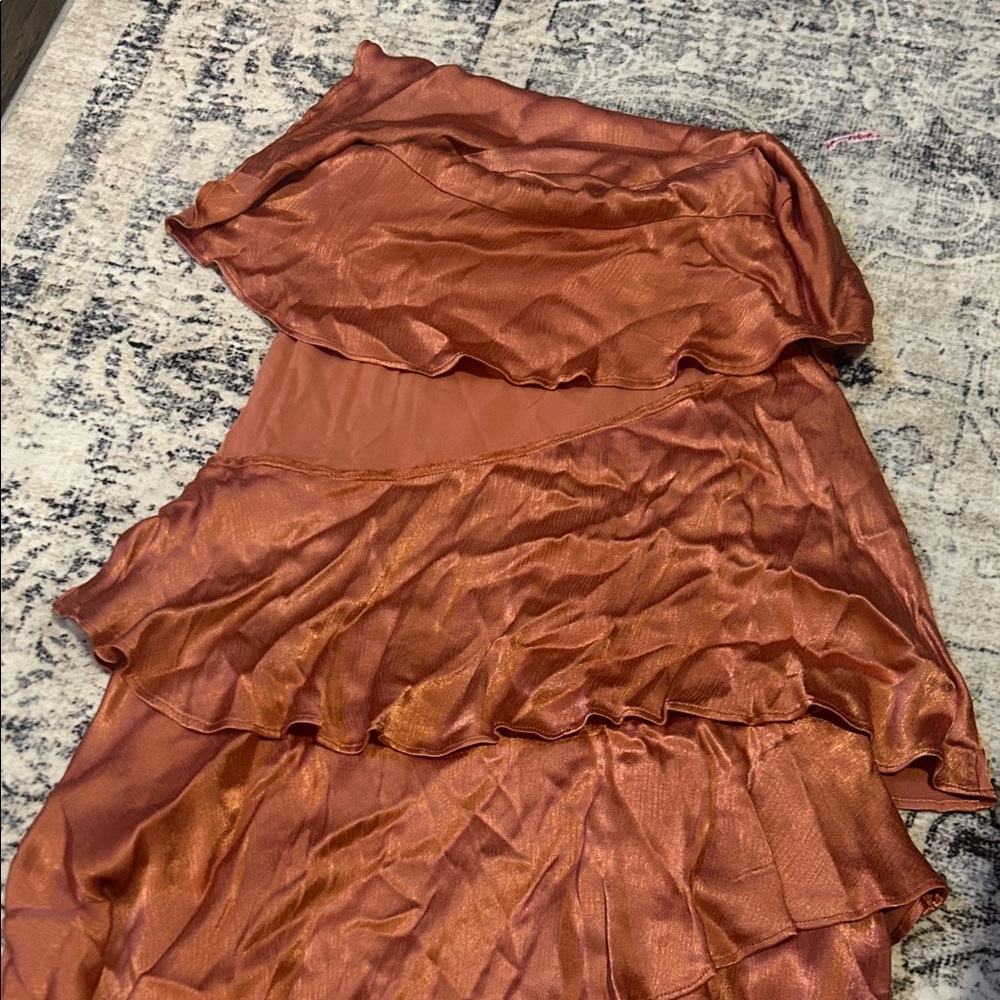Anthropologie Asymmetrical Dress in Warm Copper
